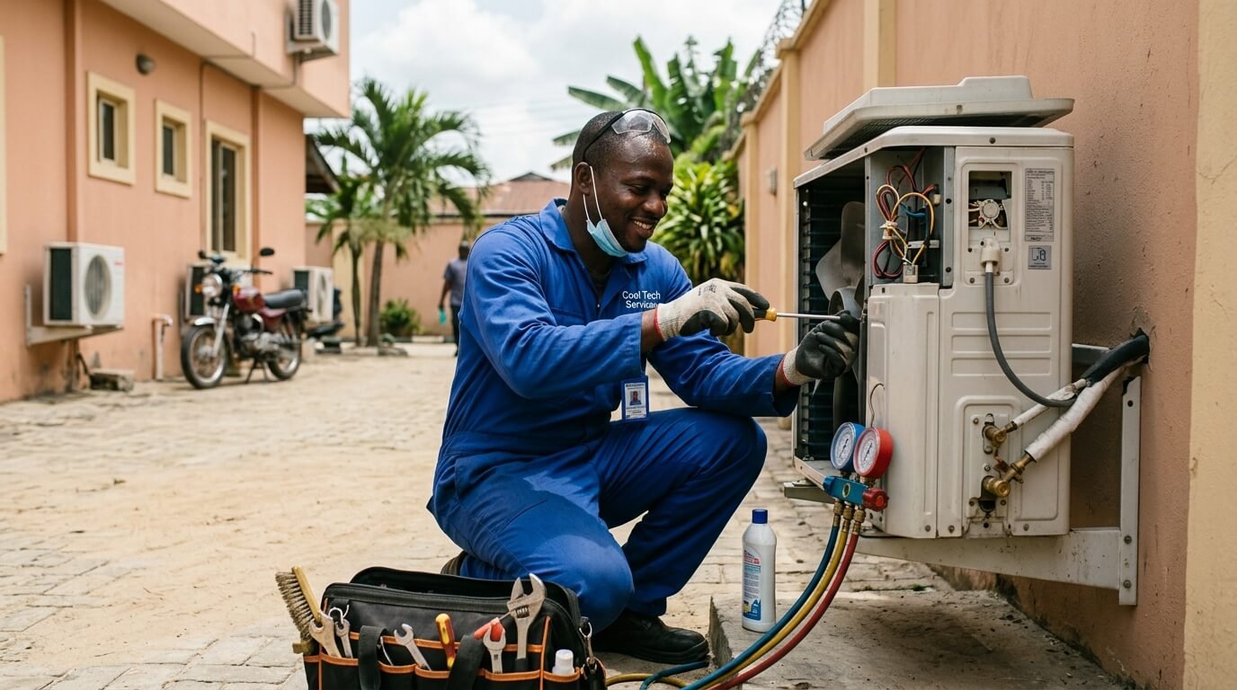 Glacvent technician performing AC maintenance