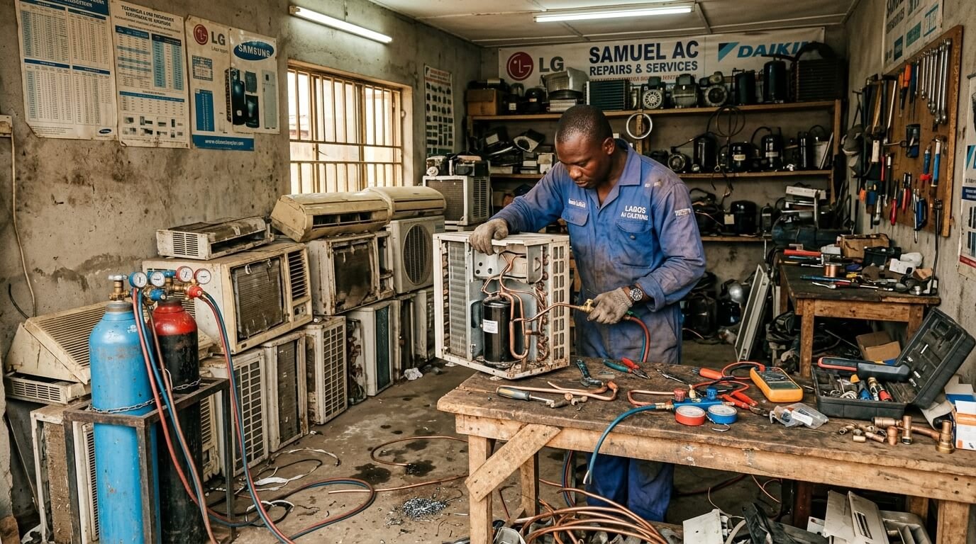 Glacvent founder repairing an air conditioner