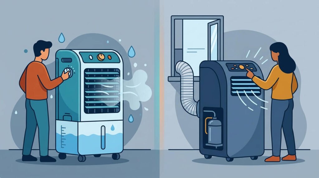Evaporative cooler vs portable air conditioner