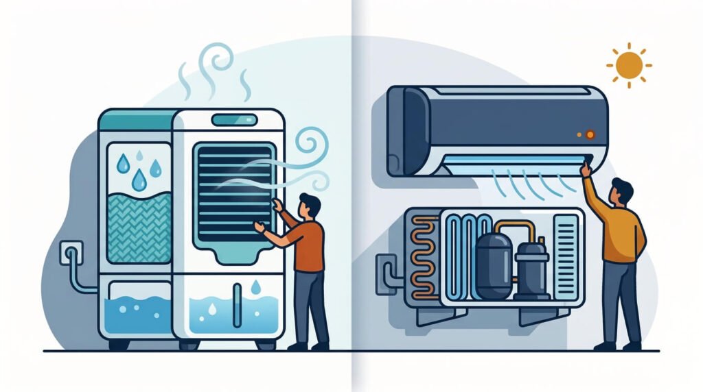 evaporative cooling vs air conditioning