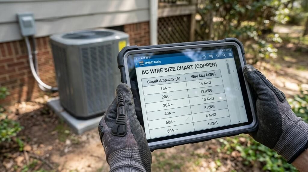 Wire sizes for air conditioner units